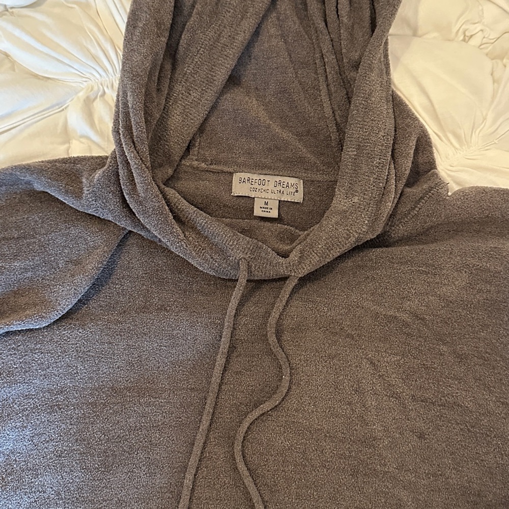 SET Barefoot Dreams Funnel Neck Hooded Pullover AND pants - Mineral - Picture 3 of 6